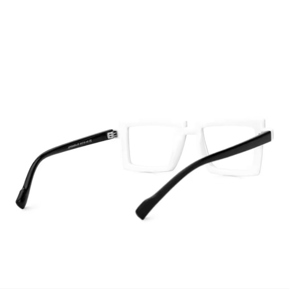 White & Black Cyberpunk Rectangular Glasses | Y2K Retro Anime Style Frames - Picture 4 of 9